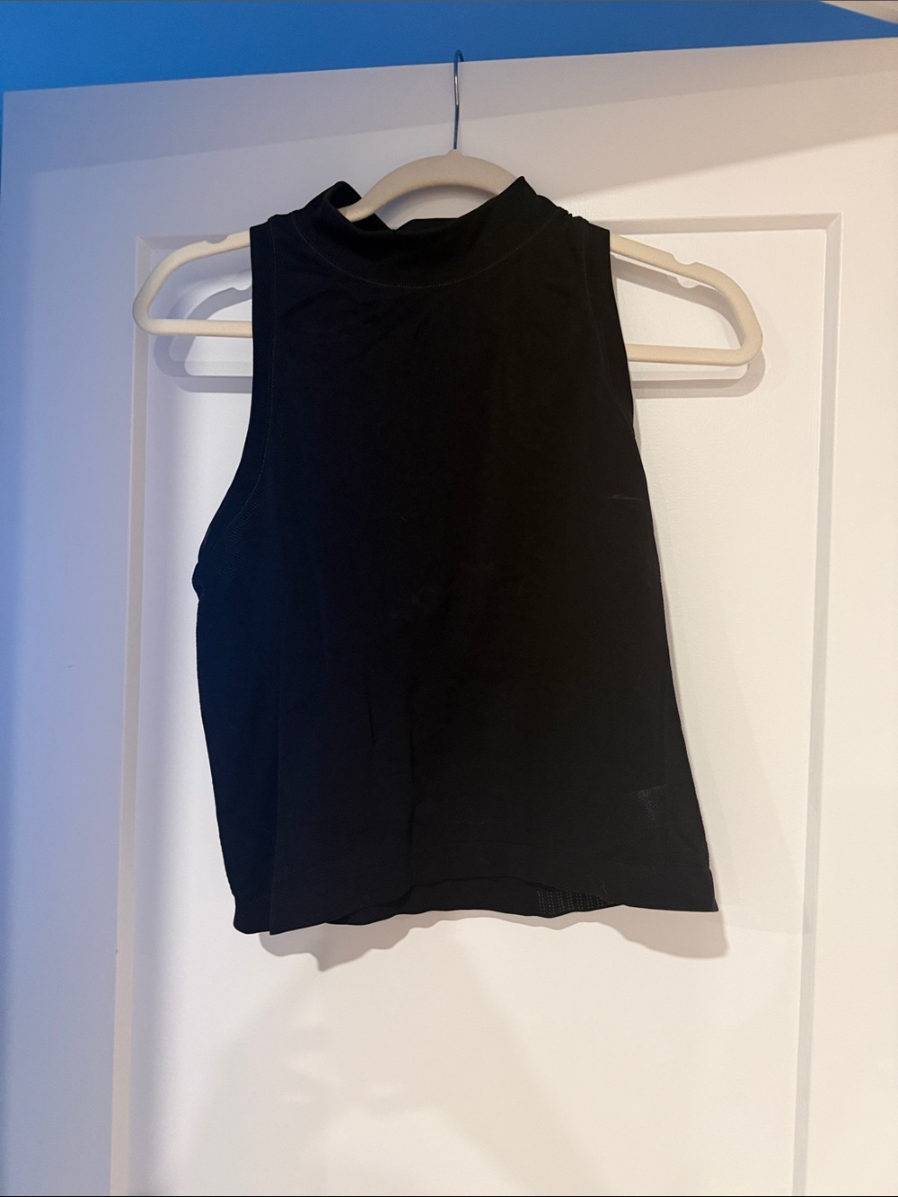 Black Sleeveless Mock Neck Women's workout Top